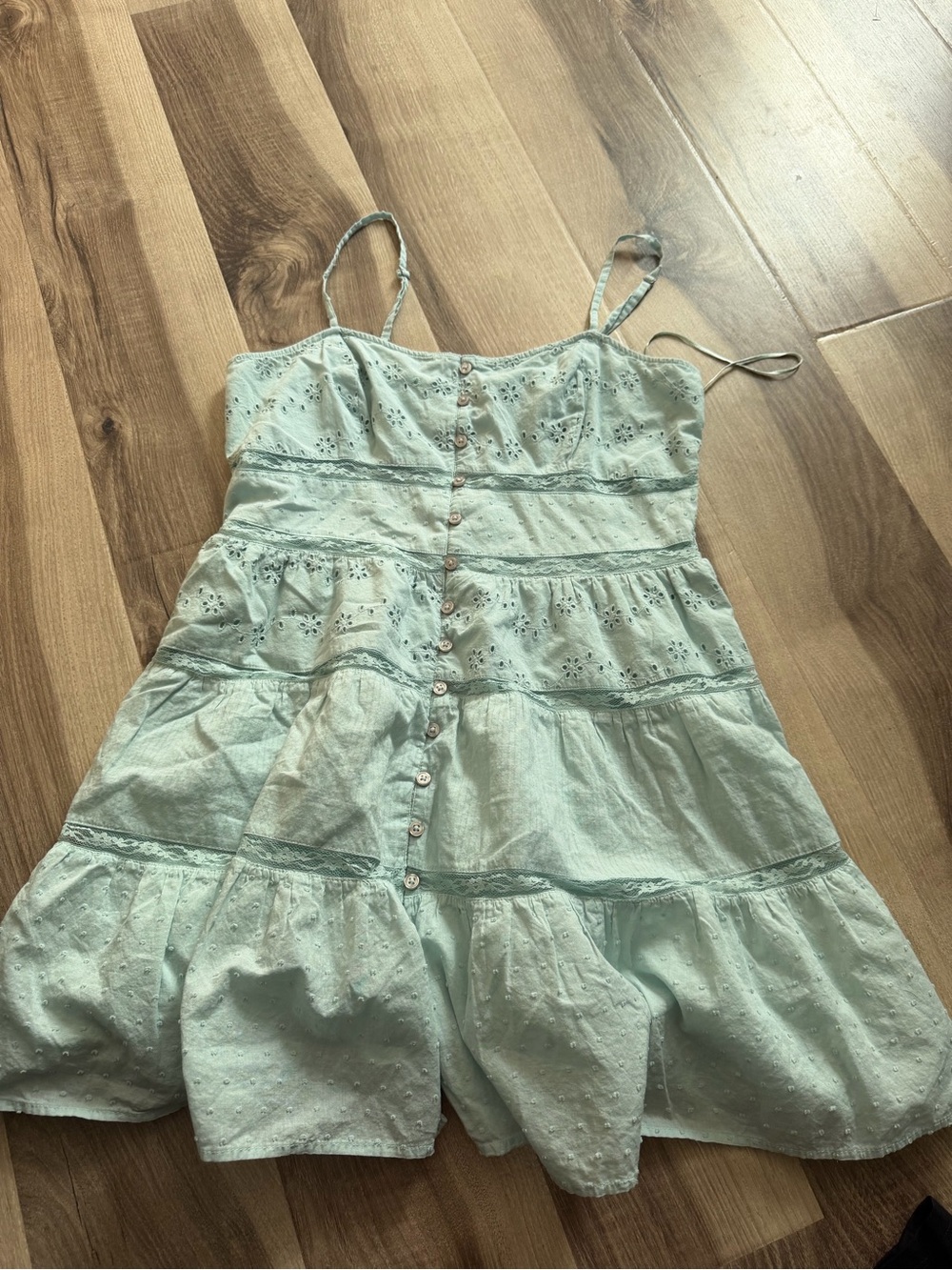 Light Mint Eyelet Button-Front Sundress - Picture 1 of 1